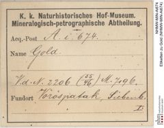 Etiketten zu Gold (NHMW-MIN-Ai674)